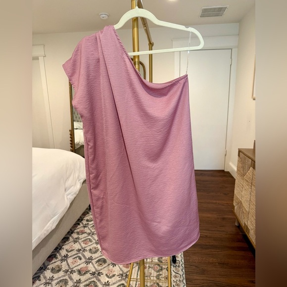 Entro Mauve Pink Blush One-Shoulder Draped Dress / Swim Cover-Up, Size Small - Picture 3 of 5